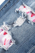 Sky Blue Valentine'S Day Heart Patchwork Jeans
